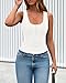 BTFBM 2026 Spring Tops for Women Summer Scoop Neck Ribbed Henley Button Sleeveless Casual Basic Tank Top Clothes Outfits(White, X-Large)