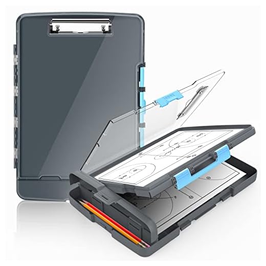 Sooez Original Clipboard with 2 Storage & Pen Holder, Heavy Duty Clip Boards 8.5x11 with Dual Storage, Clearview Dry Erase Coach Clipboard with Real Hinge, High Capacity, School & Office Supplies
