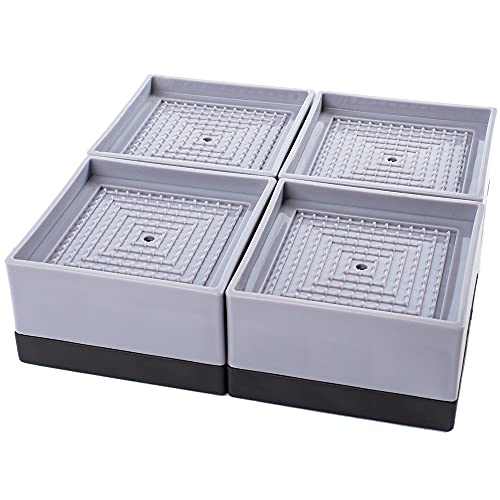 「Amazonブランド」FunCee 洗濯機用かさ上げ台 防振ゴム 洗濯機用 足パッド 滑り止め 騒音減らす 高さ調整可能 重ねて使用可能 洗濯機 乾燥機 冷蔵庫用置き台 78X78X40mm【4個入り グレー】