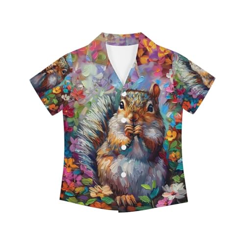 Image of PinUp Angel Funky Casual Hawaiian Shirt Kids Boys Girls Art Oil Painting Animal Pattern Short Sleeve Unisex Beach Shirt