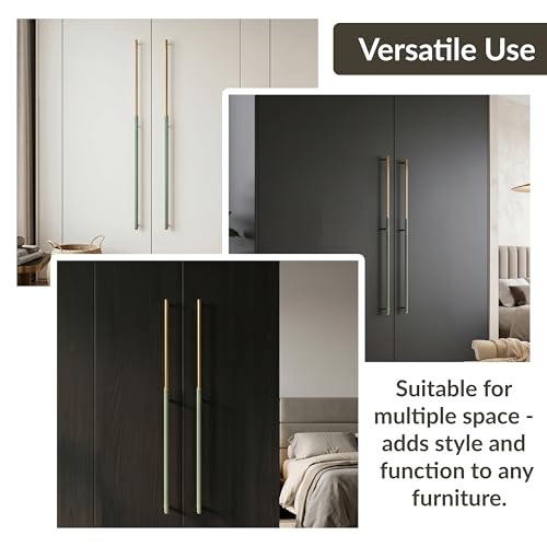 Image of Plantex Stainless Steel & Aluminium Cabinet Handle /900mm Wardrobe Handle for Home /Cupboard Door Pull-Push Handles for Hotel /Office - Pack of 1 (Green & Gold)