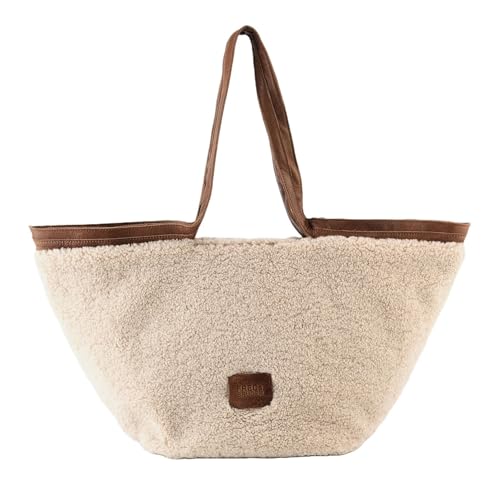 FREDsBRUDER sac à épaule Teddy Layer en cuir de qualité et textile écru