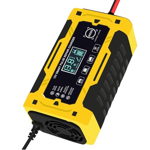 Caricabatteria da da da auto - Caricatore portatile 6 a 12 V intelligente per da da auto camion barche moto avviatore compatto funzioni di sicurezza display LCD