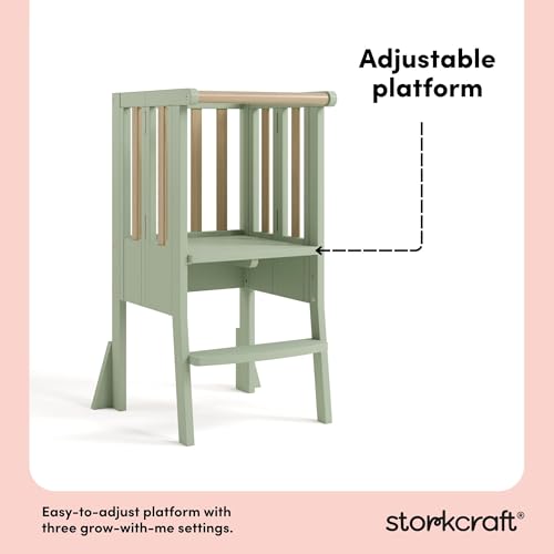 Image of Storkcraft Toddler Standing Tower Kitchen Step Stool, Sage /Driftwood
