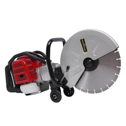 52CC Gasoline Concrete Cutting Saw, 1400W 2-Stroke 6500RPM Gas Powered Disc Cutter/Circular Saw Concrete Wet w/Air Cooled System for Cut Stones Granite Porcelain & Concrete
