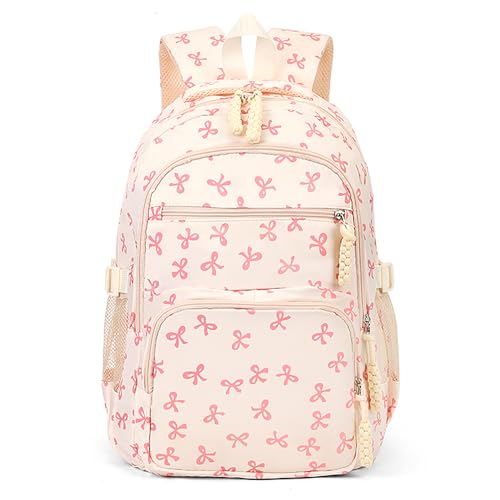 jingyuKJ Mochila Coquette Bow – Linda mochila escolar com laço kawaii, mochila estética, A01 Rosa, 17.72 x 11.81 x 5.91 inches, Mochilas Daypack