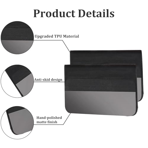 Pack of 2 Youzzei Squeegee for Film, 12 x 7.5 cm Film Squeegee with Felt Edge, Plastic Felt Squeegee with Felt Edge, Adhesive Film Wall Sticker, Window Film, Tint Film, Squeegee for Car - Black