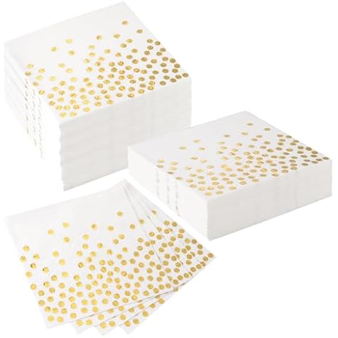 60 PCS White and Gold Dot Napkins Cover