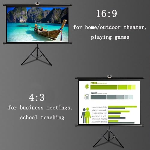 Pantalla de Proyección con Tripié Ajustable 60 y 72 Pulgadas, Pantalla Portátil HD Premium Antarrugas 16:9/4:3 para Cine en Casa o Exterior miniatura 6
