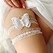 UATULT Wedding Garters 2 Pieces Lace Stretchy Bridal Garter for Bride Accessories Dress White