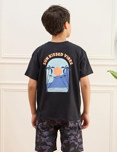 Image of Amazon Brand - Symbol Boys 100% Cotton Oversized Graphic Printed Half Sleeves T-Shirt | Age 6-14 Years