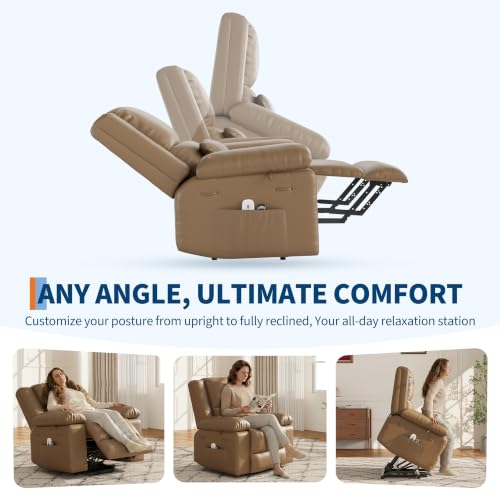 Image of GarveeHome Power Lift Recliner Chair - Heat and Massage, PU Leather Electric Lift Recliner for Elderly & Mobility Impaired, Adjustable Back and Legs, Heavy Duty Lift Chair for Seniors