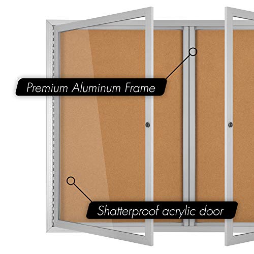 INNOVART Enclosed Bulletin Board 48”x36”, Lockable Cork Noticeboard with Aluminum Frame, Outdoor Enclosed Bulletin Board Weatherproof, Wall Display Case with Swing-Open Door Information Cabinet - Image 3