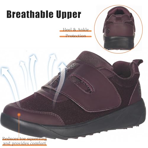 Image of Sisttke Women's Diabetic Shoes Wide Toe Box Slip-On Shoes | Elderly Footwear for Swollen Feet, Edema, Neuropathy & Foot Pain Relief