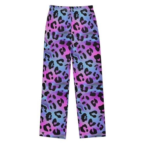 ALAZA Leopard Print Black Color Pajama Lounge Pants Long Sleep Pajama Bottoms with Pockets