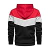 MANLUODANNI Men's Hoodies Pullover Hooded Sweatshirt Patchwork Top Casual Hoody with Pocket Red XXL #2