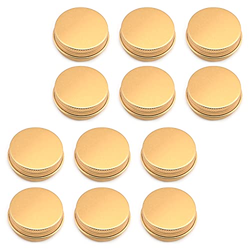 Heyiarbeit 12pcs 1/2 oz Round Aluminum Cans Tin Can Screw Top Metal Lid Containers for Lip Balm, Crafts, Cosmetic, Candles, Candies, Gold 15ml
