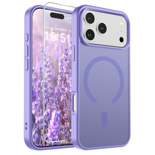 Image of SUPFINE Magnetic for iPhone 17 Pro Max Case (Compatible with MagSafe)(Military Grade Drop Protection) Translucent Matte Shockproof with Anti-Fingerprint Phone Cover 2025,Purple