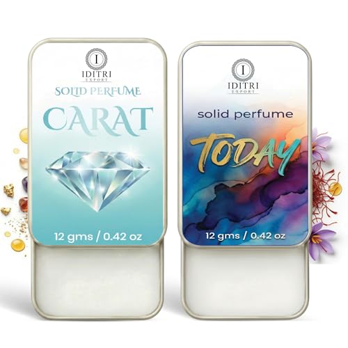 Image of Solid Perfume |Carat&Today Alcohol Free Wax Perfume Balm, Long Lasting | Pocket Tin 12g, Pack Of 2| Non Greasy Smooth Glide, Travel Friendly Men And Women