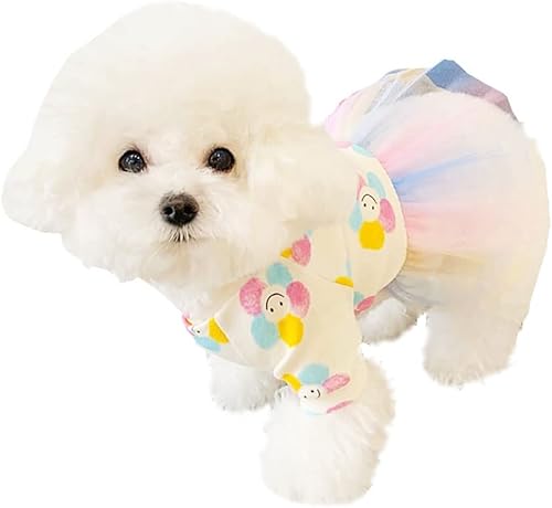 Vestido para mascotas, con capa escalonada, tutú, tul, perros, vestidos de fiesta de cumpleaños, suéter con estampado dulce, falda de tul, ropa de