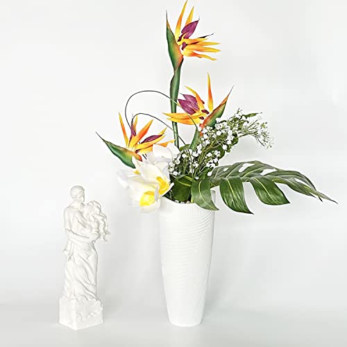 Suanti White Flower Vases 2Pcs Decorative Boho Vase For Living Room,Bedroom,Kitchen Floor/Table Home Decor Wedding Centerpiece Vase For Flower,Handmade Stoneware Farmhouse Vase 11"&9" Tall Giftable #TOP6