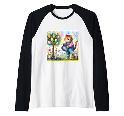 Arbre d'arrosage pour chat dans le jardin Œuf de vacances de Pâques Manche Raglan