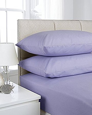 EGYPTO Non-Iron Percale Polycotton Fitted Sheet 16” Extra Deep with FREE Pillowcases (Double Fitted Sheet & Pillowcase Pair, Lilac) — image 1