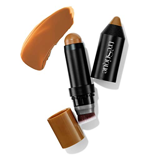 treStiQue Bronzer Stick, Contour Stick Makeup, Cream Contour Stick with Built-In Contour Brush, Cream Bronzer Contouring Makeup For Women, Bronzer Stick Makeup Contour