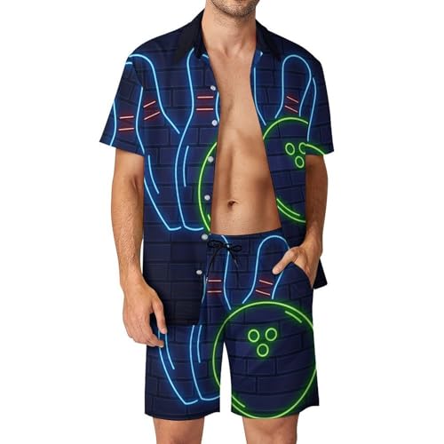Chemise Hawaïenne Hommes Ensemble 2 Pièces Short et Pantalon de Plage Été S