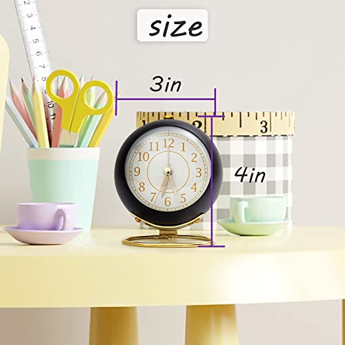 Image of SHISEDECO Small Tableclocks Classic Non-Ticking Tabletop Alarm Clock, Black