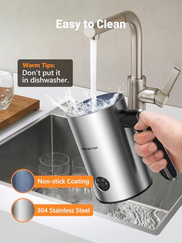 Image of Keenstar Electric Milk Frother, Automatic 4-in-1 Milk Steamer Warm or Cold Foam Maker for Latte, Cappuccino, Stainless Steel Milk Warmer with Temperature Controls