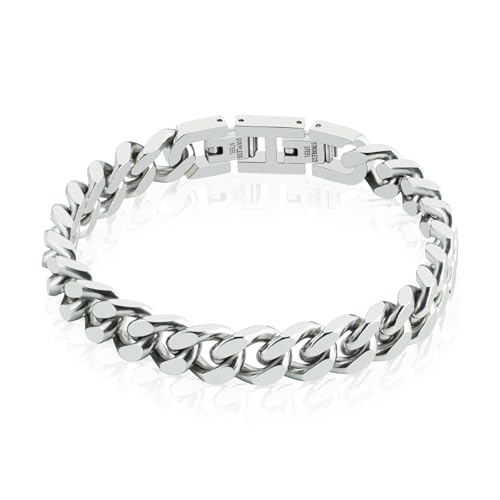Hengbofeng Bracelets for Men,Stainless Steel Cuban Link Chain for Men,fashion mens bracelet Jewelry With, For Dad, Friends, Brother Gifts(Silvery)