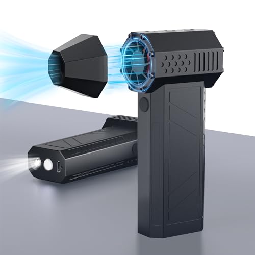 【最強ブロワー・52m/sを超える暴風】 Tillmulya(ティルマヤ) エアダスター 電動エアダスター ブロワー 超強力 最大風速 52m/s 4段階風量調整 軽量 超強力 5000mAh大容量バッテリー 超高輝度LEDライト付き コードレス 充電式 エアダスター 多用途(PC 掃除/キーボード/車内/エアコン/洗車用等) ブラック