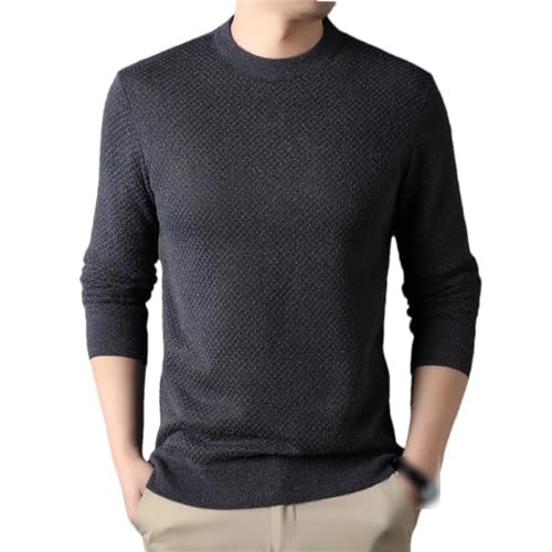 Autumn Winter Round Neck Knitted Sweater Male Thick Warm Solid Color Jacquard Knit O-Neck Pullover