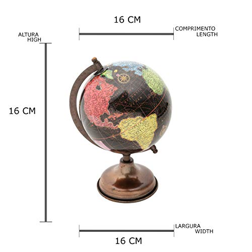 Globo Decorativo de Plástico com Base de Ferro Lyor Preto 16 cm