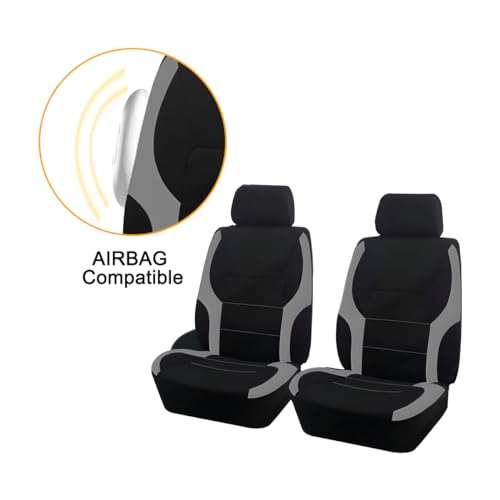 JNNJ 4 Stück Autositzbezüge Kompletter Satz, Mesh Vorderseite Autositzabdeckungen, Airbag-kompatibler Autositzabdeckungen, Ideale Passform & Perfekter Schutz Für Autositze(Grau)