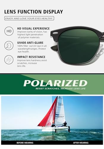 Carefully Men Classic Polarized Sunglasses Semi Rimless Frame Women's UV400 Protective Eyewear 2PCS4