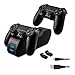 Produktbild kwmobile Ladestation Ladegerät kompatibel mit PS4 Controller - Charger kompatibel mit Playstation 4 DualShock mit 2 Akkus - Dockingstation kompatibel mit Sony PS4 Pro und Slim Gamepads
