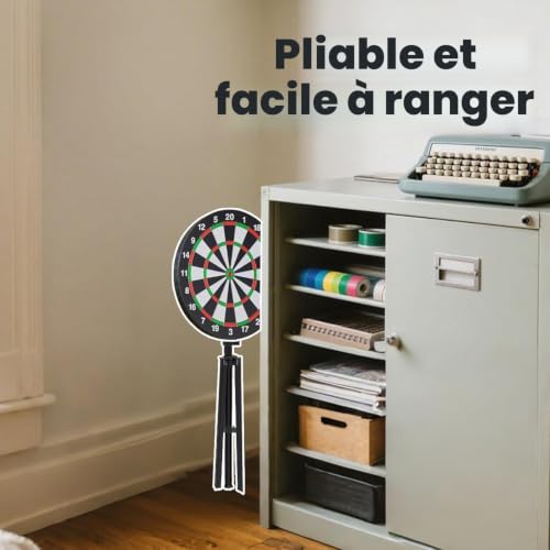 Cible de fléchettes avec support, hauteur réglable de 86 à 188 cm, cible de fléchettes de 46 cm, trépied stable, design portable avec 6 fléchettes pour voyage, maison, pubs ou jeux de plein air – vue 6