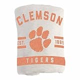 Logo Brands NCAA Clemson Tigers Sublimated Sweatshirt Blanket Team Color - Perfect for Bedroom Decor, Stadium Blanket, Camping, Great for Gifts
