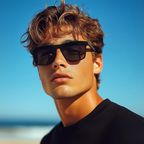 Polarised-Sunglasses-Mens-Womens-Unisex-Classic-Retro-UV400 Protection Rectangular Sunglasses Black Sun Glasses Ultralight Shades For Cycling Driving Fishing - Image 3