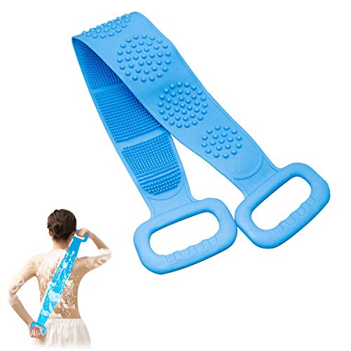 Silicone Bath Body Brush, Exfoliating Lengthen Silicone Body Back Scrubber, Easy to Clean, Lathers Well, Eco Friendly, Long Lasting, Comfortable Massage for Shower