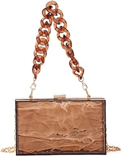 EVEOUT Womens Acrylic Transparent Evening Clutches Clear Box Handbag Cross Body Purse Bag Shoulder Bag White