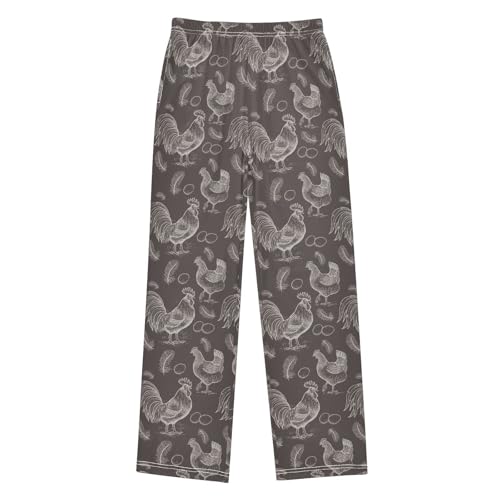 ZZXXB Retro Cock Egg Boys Long Pants Soft Trousers Elastic Waist Kids Lounge Bottoms with Pockets S-XL - Main Image