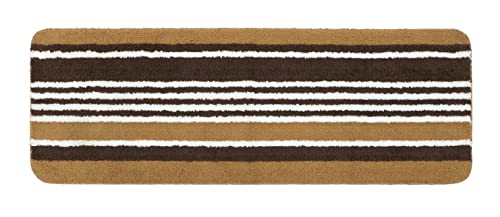Image of THE HOME TALK Modern Polyester Area Rugs | Carpets for Living Room, Kitchen, Kid's Room, Bedroom | Microfiber Polyester Rugs | Shaggy Floor Carpet | Anti Skid Store (Camel Stripes, 50 x 150 cm)