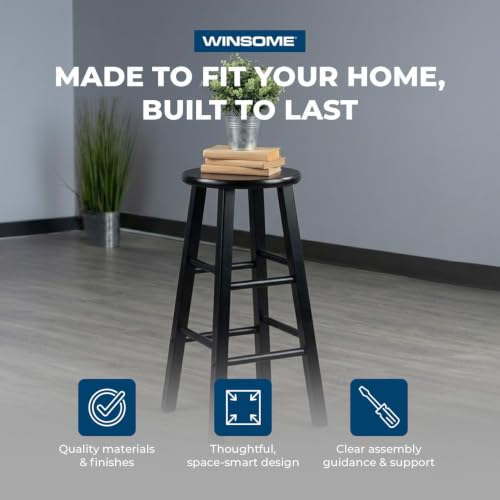 Image of Winsome Element 2-Piece Bar Stool Set, Black, 29 inch