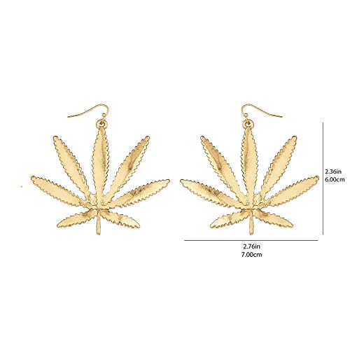 Lux Accessories Goldtone Pot Leaf Marijuana Weed Leaf Dangle Hook Fashion Earrings2