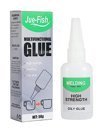 Jue-Fish Welding High-Strength Oily Glue - 50 Gram Ceramic Glue for Porcelain and Pottery Repair, Waterproof, No Smell, Temperature Resistant, for Shoes, Metal, Plastic, Wood, Leather, Glass, DIY