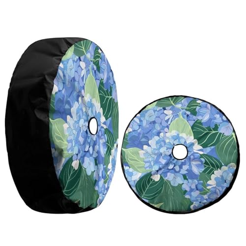 Image of Delerain Blue Hydrangea Spare Tire Cover with Backup Camera Hole for RV Trailer SUV Truck and Many Vehicle, Wheel Covers Sun Protector Waterproof (12 Inch for Diameter 18 inch-19 inch)