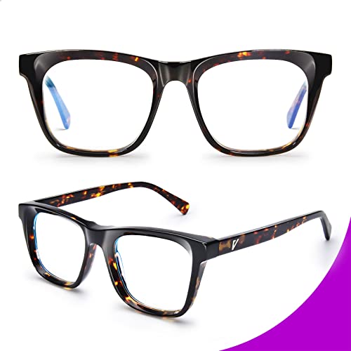 Image of VISOONE Square Blue Light Blocking Glasses TR90 Clear Lens for Women Men BONA